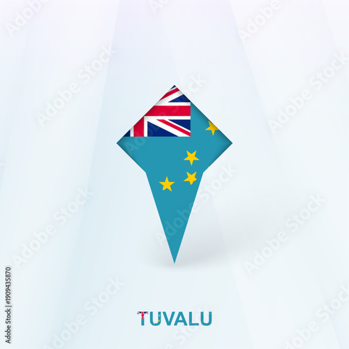 Tuvalu Flag Pin Icon with Geometric Design.