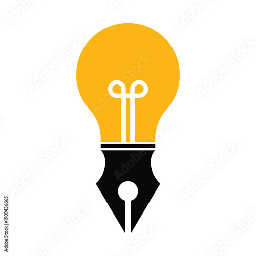 Pen bulb logo vector illustration. Light Bulb Icon With Pen Nib.