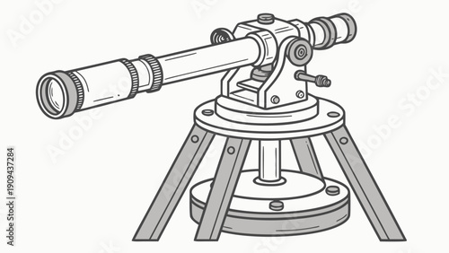 A detailed vector illustration of a telescope on a tripod stand, perfect for astronomy and science designs