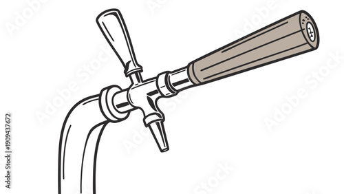 A vector graphic illustration of a beer tap handle and faucet