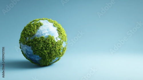 Creating a green world earth with tree-formed continents nature background 3d illustration eco-friendly concept