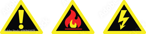 Warning Hazard Triangle Icon Set.