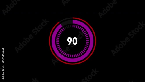 1 minutes countdown timer animation, 4k