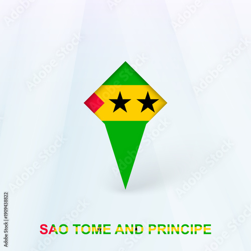Sao Tome and Principe Flag Pin Icon with Geometric Design.