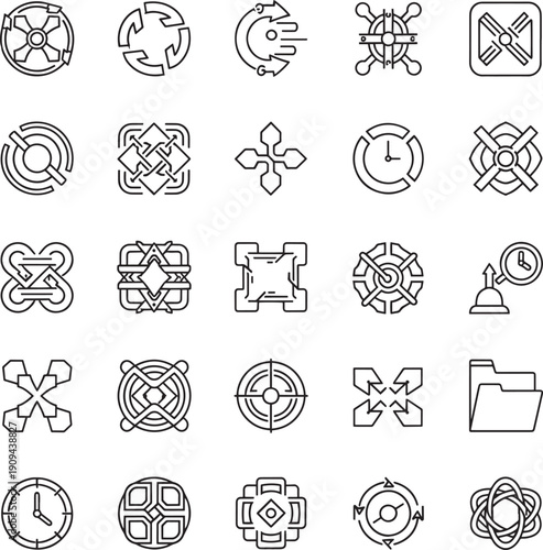 Law justice and legal system outline icons set