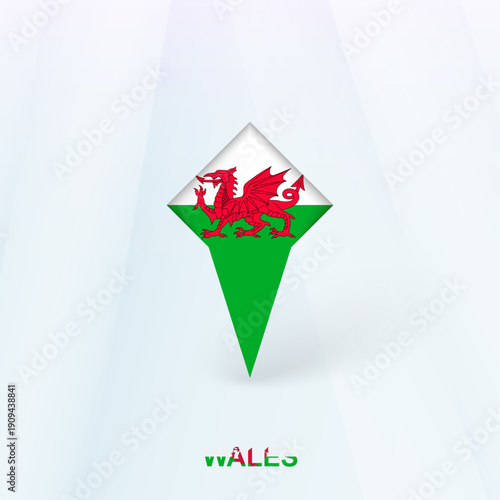 Wales Flag Pin Icon with Geometric Design.