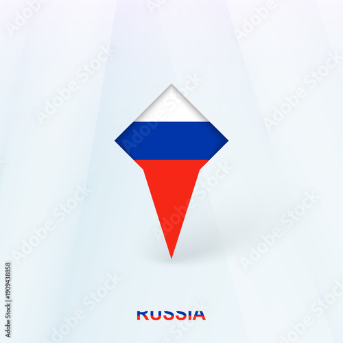 Russia Flag Pin Icon with Geometric Design.