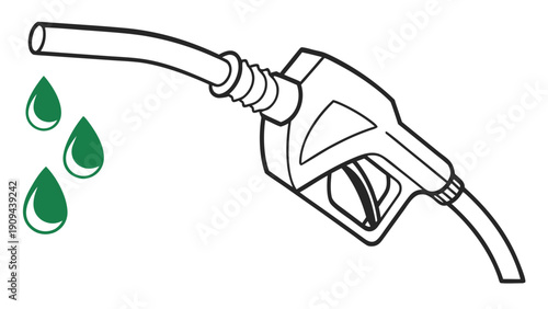 Fuel nozzle with dripping gasoline illustration.