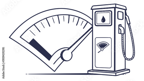 Fuel Pump Meter Illustration with Gasoline Dispenser.