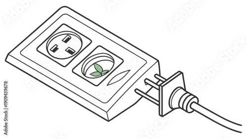 Electrical Outlet with Plug Inserted and Switched On.
