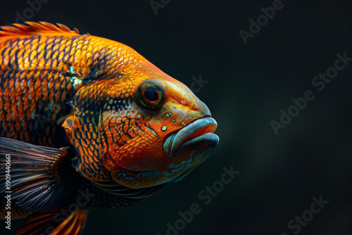 Vibrant Orange Tropical Fish on Dark Background for Exotic Aquarium Design