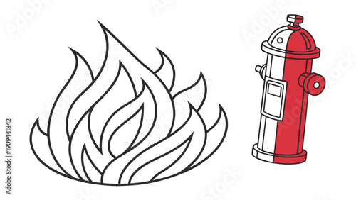 Fire and Fire Hydrant Illustration Safety Awareness.