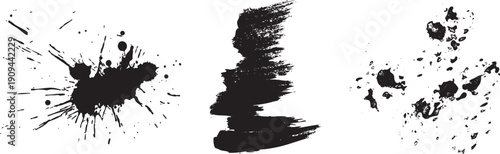 Abstract ink blot and paint splatter grunge textures