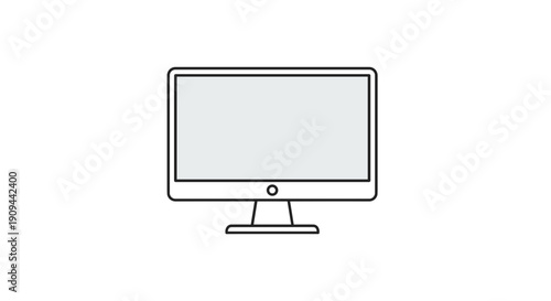 Modern Computer Monitor Simple Line Art Design.