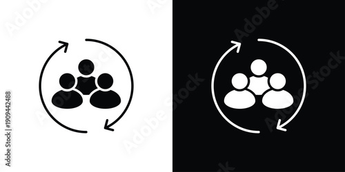 Team Icon Sheet Multiple Style Collection Isolated Vector