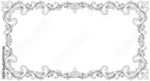 Ornate Elegant Gray Rectangular Frame Design.