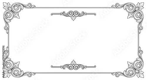 Ornate Rectangular Frame with Floral Decorations 1.