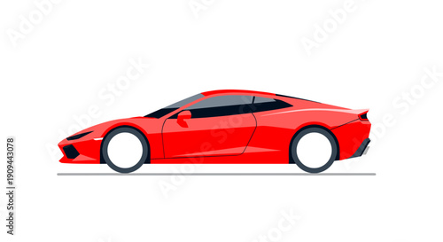 Red Sports Car Side View Illustration.