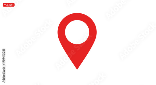 Red Map Pin Icon on White Background.