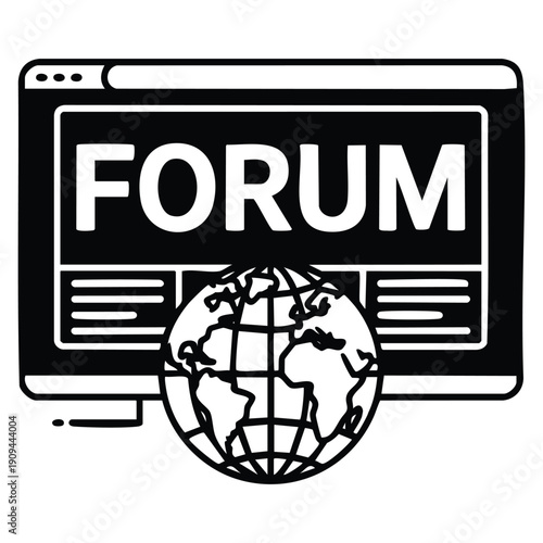 Simple vector web forum icon suitable for online business social meeting discussion communication and community networking interface design