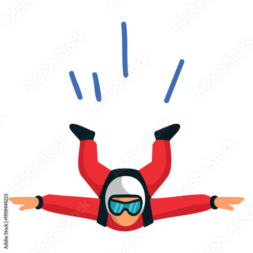 Skydiver fall icon in flat illustration style for web design suitable for adventure sport adrenaline activity and outdoor action visual projects