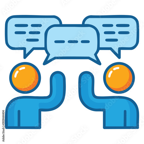 Social interaction icon illustrated in lineal color vector style, perfect for collaboration visuals, online community branding and interaction focused design projects