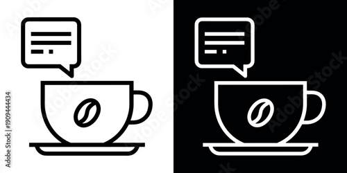 Coffee Break icon concept in flat black and white style on clean background vector illustration design