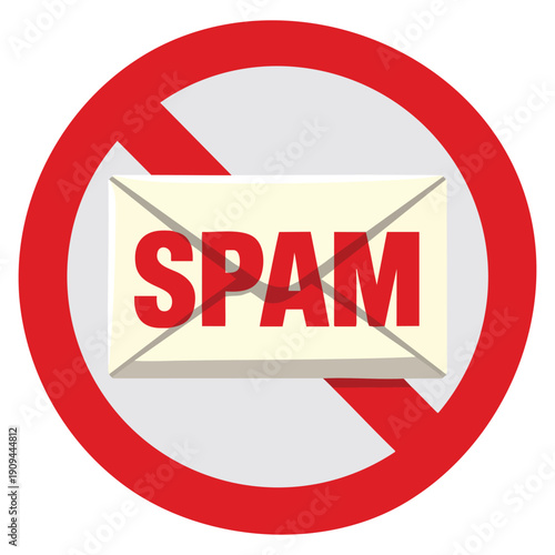 Spam mailbox concept showing laptop with envelope and document warning security issues sending spam mail and document vector illustration