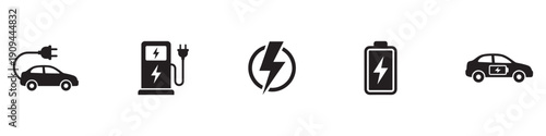 Car charging point icon. Electric plug symbol. Electricity sign. Electric car icon.