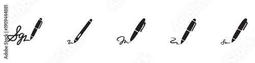 Pen and undersign signature icon silhouette. Vector illustration