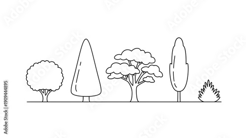 line art trees, nature, landscape, black and white