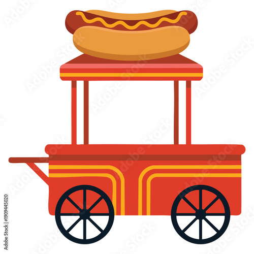 Stand hotdog icon flat vector showing hot dog cart food isolated concept perfect for street food fast food vendor snack menu and urban food design themes
