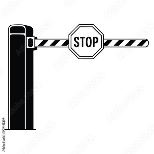 Stop barrier icon in simple vector style representing safety traffic railway sign perfect for transportation infrastructure and warning graphic elements