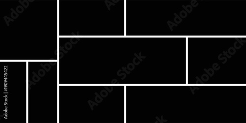 Template photo collage vector 8 pictures. Blank style moodboard, album, photo frame mockup for memory and portfolio.