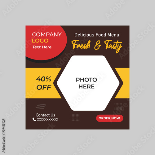 Creative Food Social Media Post Design for Cafe and Restaurant Marketing Vector Design