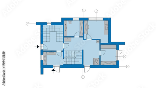 architectural floor plan, residential building blueprint, detailed design, interior layout