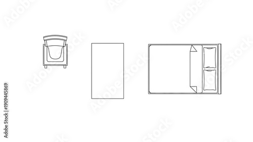 bedroom furniture floor plan, top view