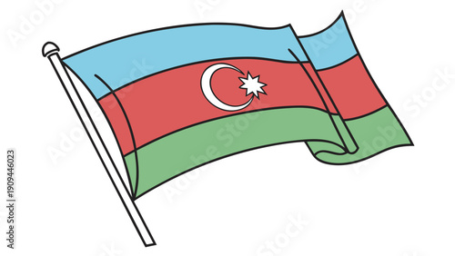 Azerbaijan national flag waving illustration.
