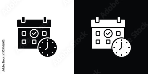 Schedule Icon Sheet Multiple Style Collection Isolated Vector