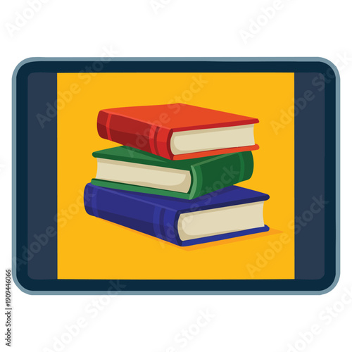 Tablet book icon flat vector illustration representing online people school class isolated concept suitable for digital education e learning classroom and study platform visuals