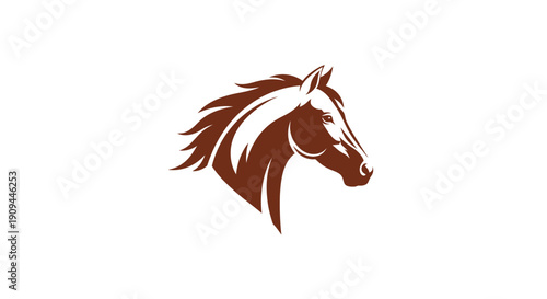 An illustration of a horse's head profile showcasing equestrian elegance and dynamic mane flow from a side view