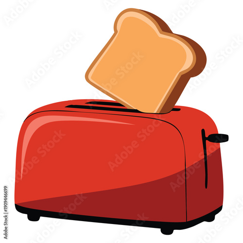 Toaster with bread isolated vector illustration ideal for kitchen appliance branding breakfast food design household cooking themed artwork