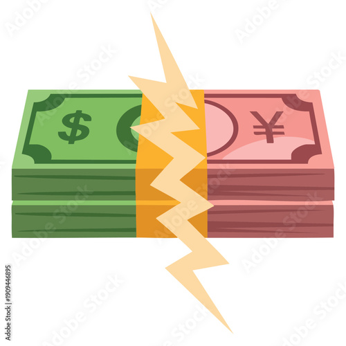 Trade war finance icon represented in flat illustration style suitable for web design economic tension market strategy and financial news visuals