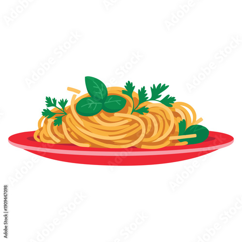 Traditional Italian dish spaghetti alla Carbonara vector illustration ideal for food branding restaurant menus culinary culture and cooking themed designs