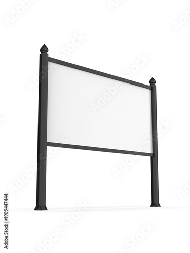 Wallpaper Mural Blank horizontal outdoor signboard mounted between two classic posts with decorative finials. The clean white panel provides ample copy space for real estate listings, property signs, business adverti Torontodigital.ca