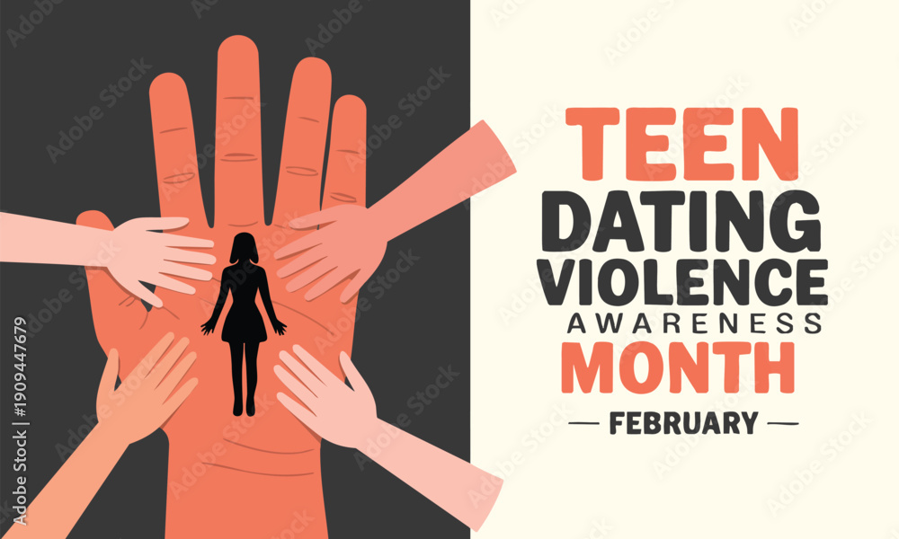 Fototapeta premium National Teen Dating Violence Awareness Month vector design suitable for prevention campaign backgrounds banners cards posters social media and text inscription