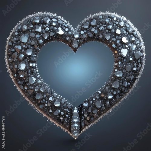 Wallpaper Mural Heart shape made of sparkling diamonds on dark gradient background, luxury romantic theme, glitter particles Torontodigital.ca