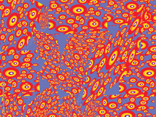 abstract 3D retro circle seamless pattern with optical illusion effect