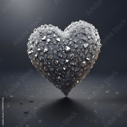 Wallpaper Mural Heart shape made of sparkling diamonds on dark gradient background, luxury romantic theme, glitter particles Torontodigital.ca