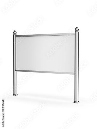 Wallpaper Mural Blank horizontal outdoor signboard mounted between two classic posts with decorative finials. The clean white panel provides ample copy space for real estate listings, property signs, business adverti Torontodigital.ca